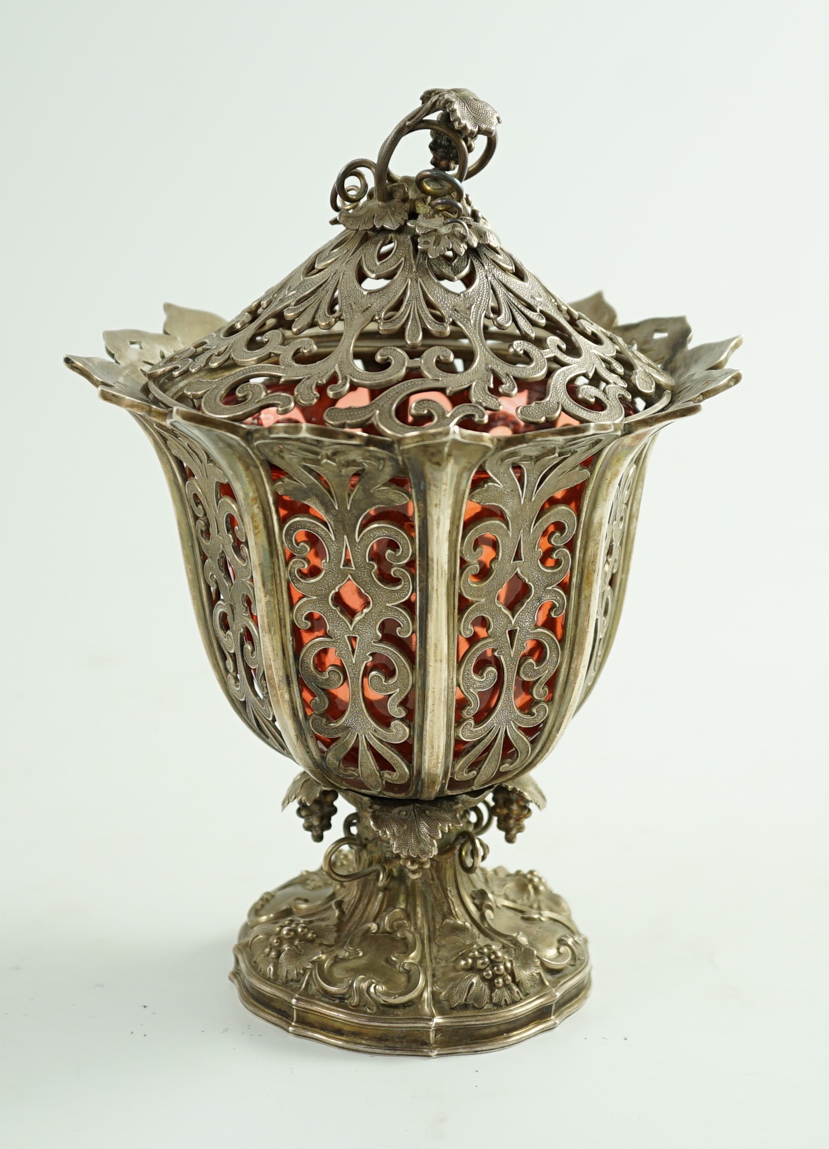 An early Victorian pierced silver sugar vase and cover, by Robinson, Edkins & Aston